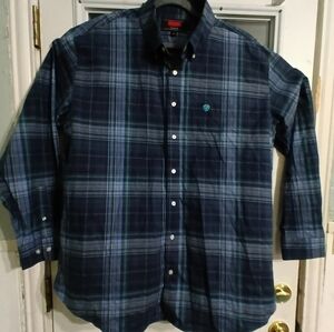 Rock & Roll Denim Classic FIT Men's Blue XL Long Sleeve Plaid Shirt
